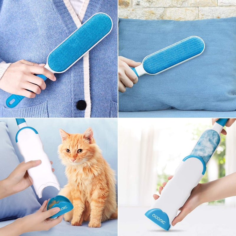 ADORIC Pet Hair Remover, Lint Brush for Dog & Cat, Double Sided Fur Remover Tool with Self-Cleaning Base, Perfect for Clothes, Sofa, Carpet, Car Seat and Travel Updated - PawsPlanet Australia