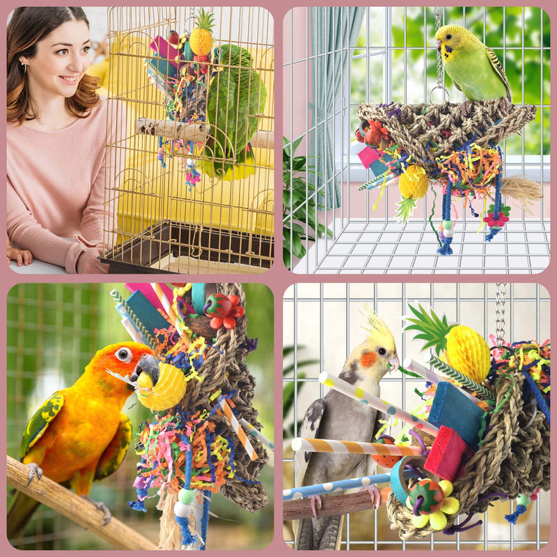 KATUMO Bird Toys, Seagrass Basket Bird Toy with Array of Chewable Parrot Foraging Toys for Small Medium Parrot Birds - PawsPlanet Australia