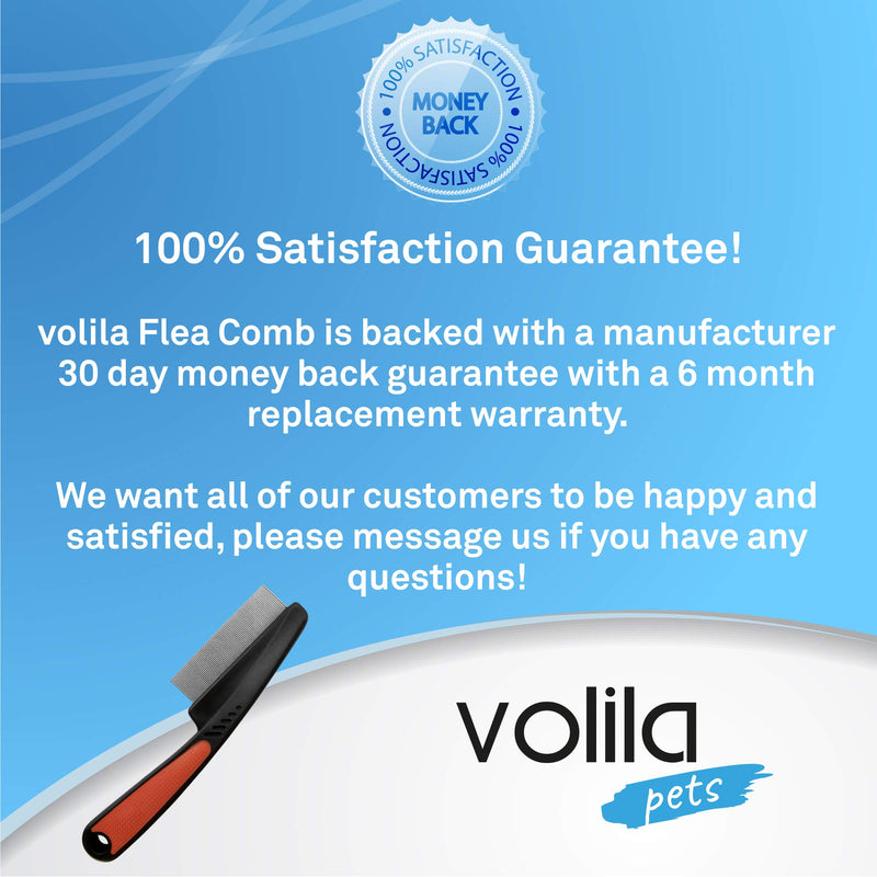 volila Flea Comb to Remove Fleas, Tics, Bugs and Dirt on your Pets, Cats and Dogs Insect remover Flea Comb Red Handle - PawsPlanet Australia