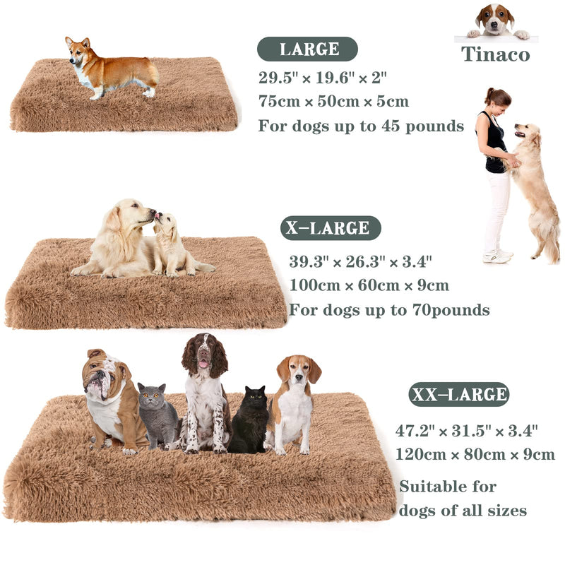 Tinaco Plush Orthopedic Pet Bed for Dogs and Cats; Stylish Warm Sleeping Surface; Removable and Washable Cover with Non-Slip Waterproof Bottom. L Brown - PawsPlanet Australia