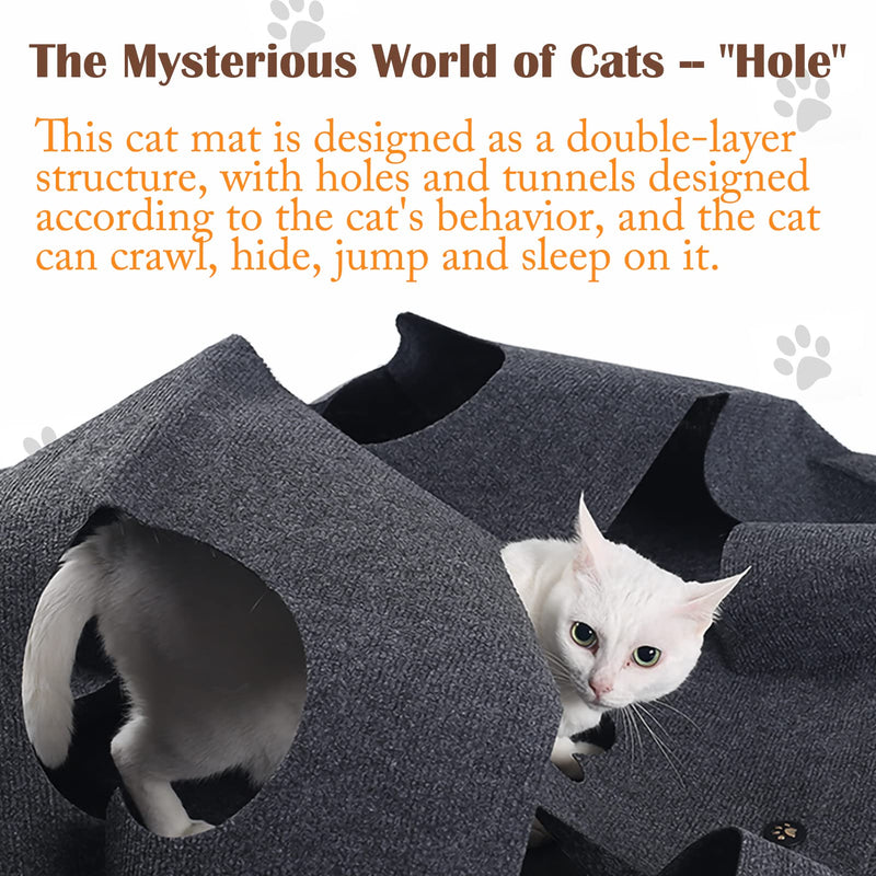 Senkmlemt Activity Play Mat for Cat, Durable Ripple Play Rug for Cats, Collapsible Fun Interactive Training Toys Mat with Hole for Cats (Gray) - PawsPlanet Australia