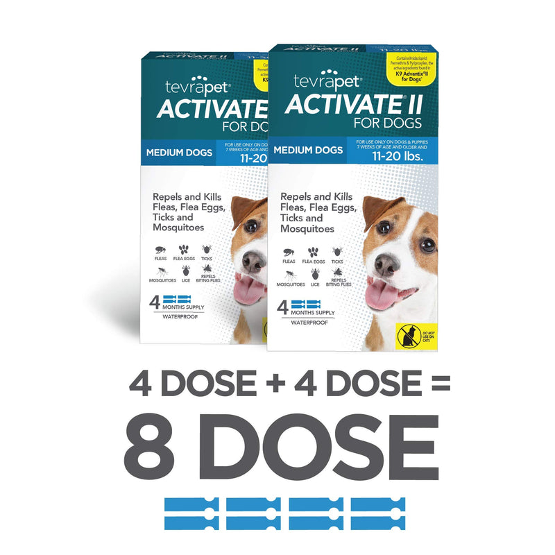 TevraPet Activate II Flea and Tick Prevention for Dogs | All Dog Sizes | 8 Months Supply | Medicine for Treatment and Control | Topical Drops (Medium 11-20 lbs) - PawsPlanet Australia
