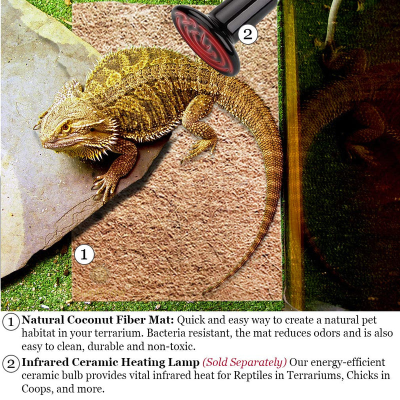 [Australia] - SunGrow Coco Fiber Mat for Pets, 10-inches x 13-inches, Reptile Bed, Terrarium Liner for Snakes, Chameleons, Geckos, Climbing Carpet, 1-Piece 