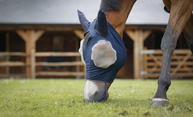 LeMieux Horse Bug Relief Lycra Full Mask in Navy - 4 Way Stretch Lycra - Breathable Mesh - Medium - PawsPlanet Australia