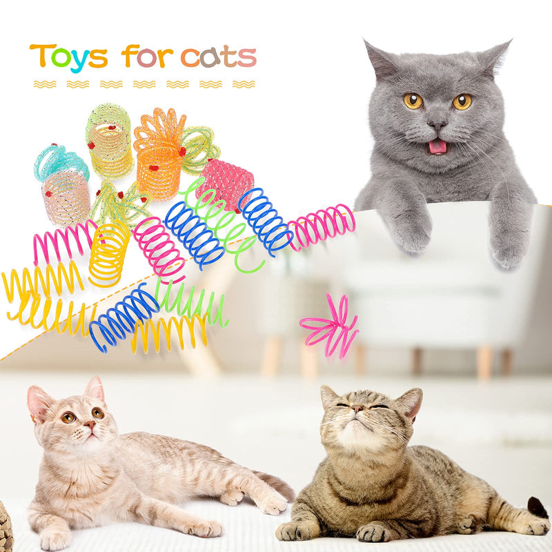 30 Pieces Cat Toys Wide Cat Spring Toy Cat Fetch Toy Kitten Pet Plastic Coil Spiral Springs for Kitten Bouncing Play Training, 2 Styles - PawsPlanet Australia