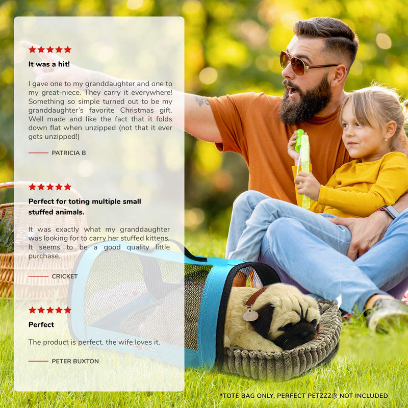 Perfect Petzzz Tote for Lifelike Stuffed Interactive Pet Dogs and Cats, Nylon and Mesh Toy Carrier for Pet Animals, Zippered Carrying Case Accessory (Blue) Accessories Blue - PawsPlanet Australia