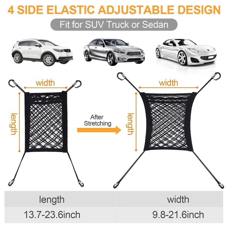 Bestdoggo Dog Car Net 3 Layers Barrier Back Safety Mesh Seat Stretchable Organizer, for Safe Driving, Design for Safety of Driving with Children & Pets Black - PawsPlanet Australia