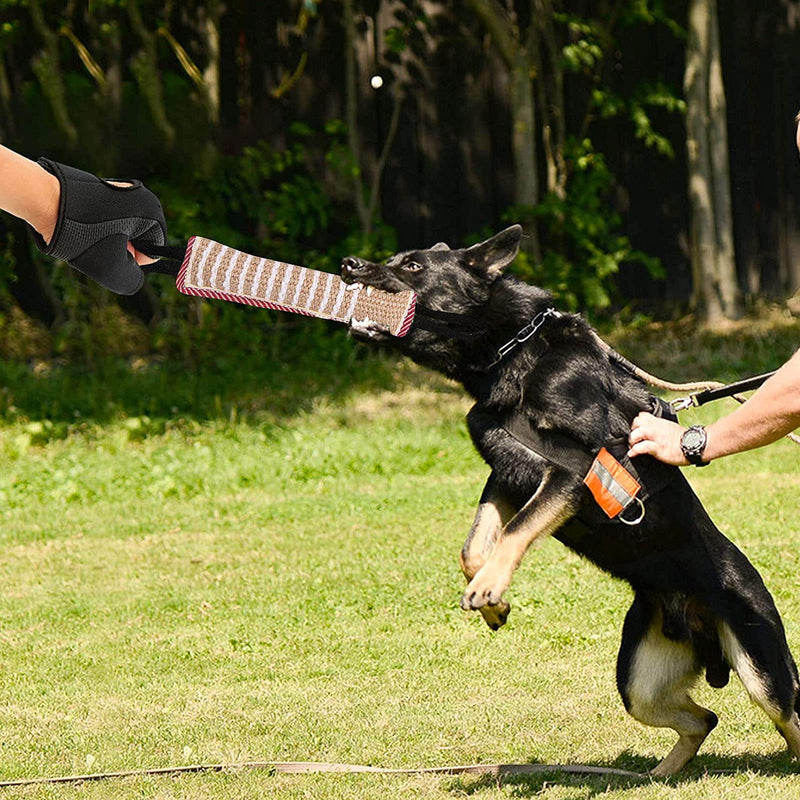 Tug toy dog, bite sausage for dogs, jute bite sausage dog K9 training with 2 handles, chew toy dogs, dog toy, dog training accessories, toy dog indestructible, dog toy robust C - PawsPlanet Australia