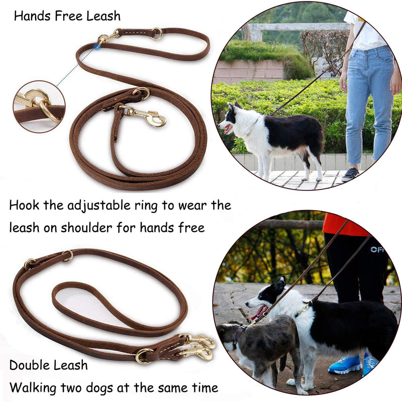 [Australia] - Hands Free Leash Multifunctional Dog Leash 8 Foot Leather Dog Leash for Medium & Small Dogs 