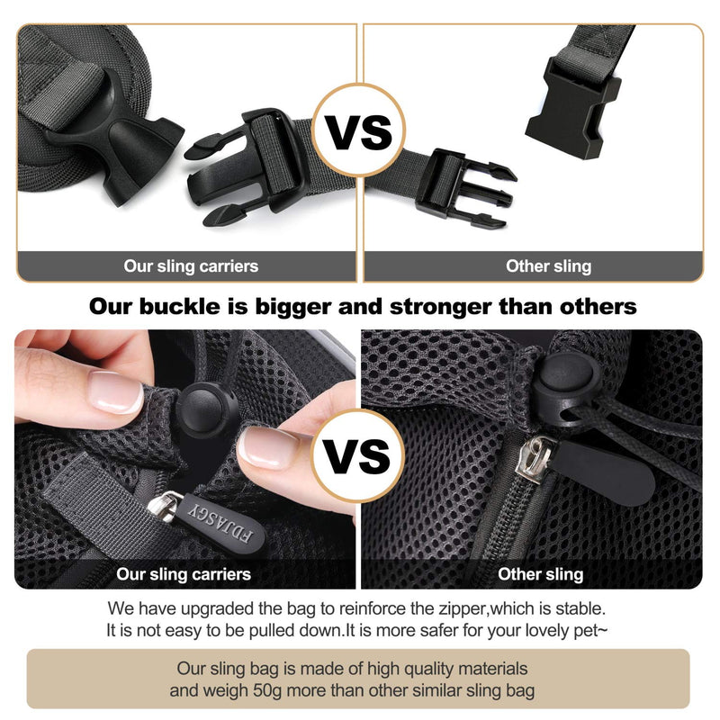 FDJASGY Pet Sling Carrier for Small Dogs Cats,Breathable Mesh Travelling Hand Free Puppy Backpack with Pouch and Adjustable Strap Carrier M Black - PawsPlanet Australia