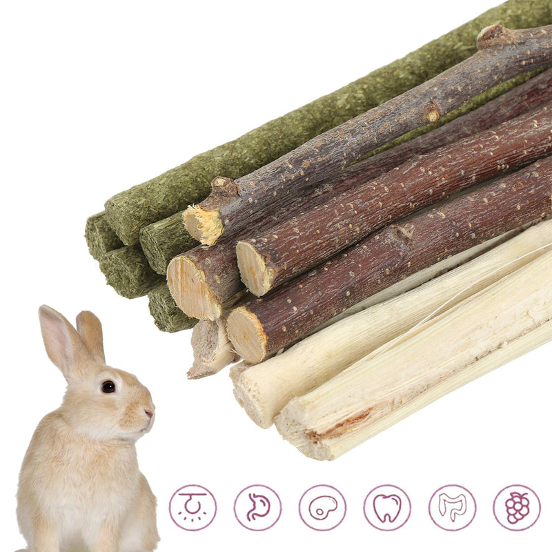 genenic 3 Pack Bunny Chew Toys, 300g Natural Apple Sticks Timothy Sticks And Sweet Bamboo Teeth Grinding Toy, Bunny Hamster Parrot Chinchillas Guinea Pig Gerbils Teeth Toy - PawsPlanet Australia