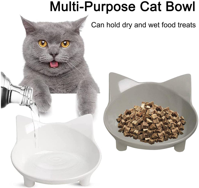 Cat Bowls, Anti-slip Multi-purpose Pet Feeding Bowl, Cat Food Bowl with Non Slip Rubber for Relief of Whisker Fatigue, Set of 3 - Grey, white and yellow - PawsPlanet Australia