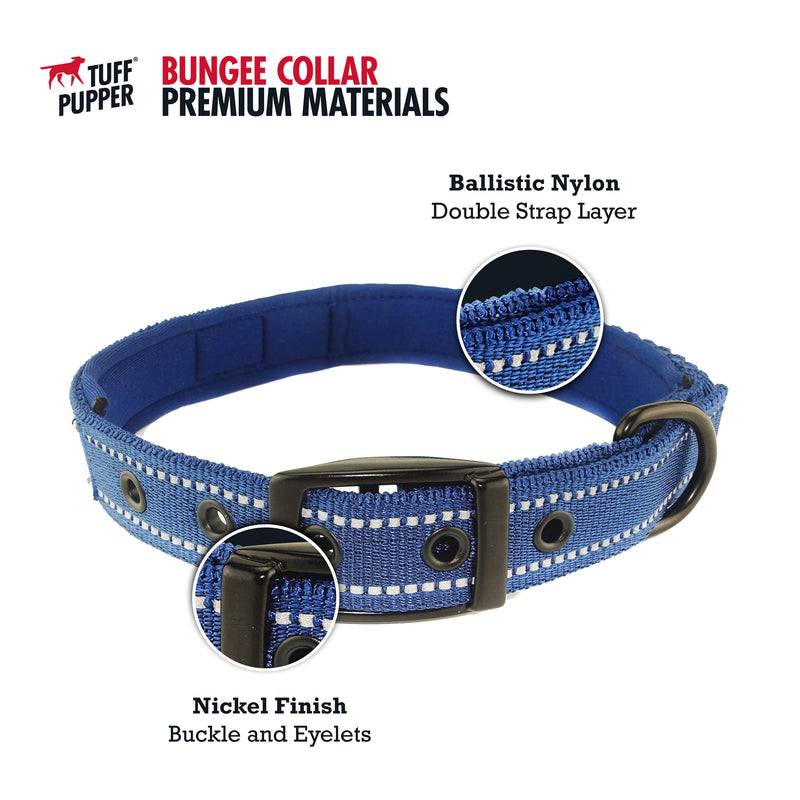 Tuff Pupper Heavy Duty Dog Collar with Handle | Ballistic Nylon Heavy Duty Collar | Padded Reflective Dog Collar with Adjustable Stainless Steel Hardware | Convenient Sizing for All Breeds 13 - 17" Brown - PawsPlanet Australia