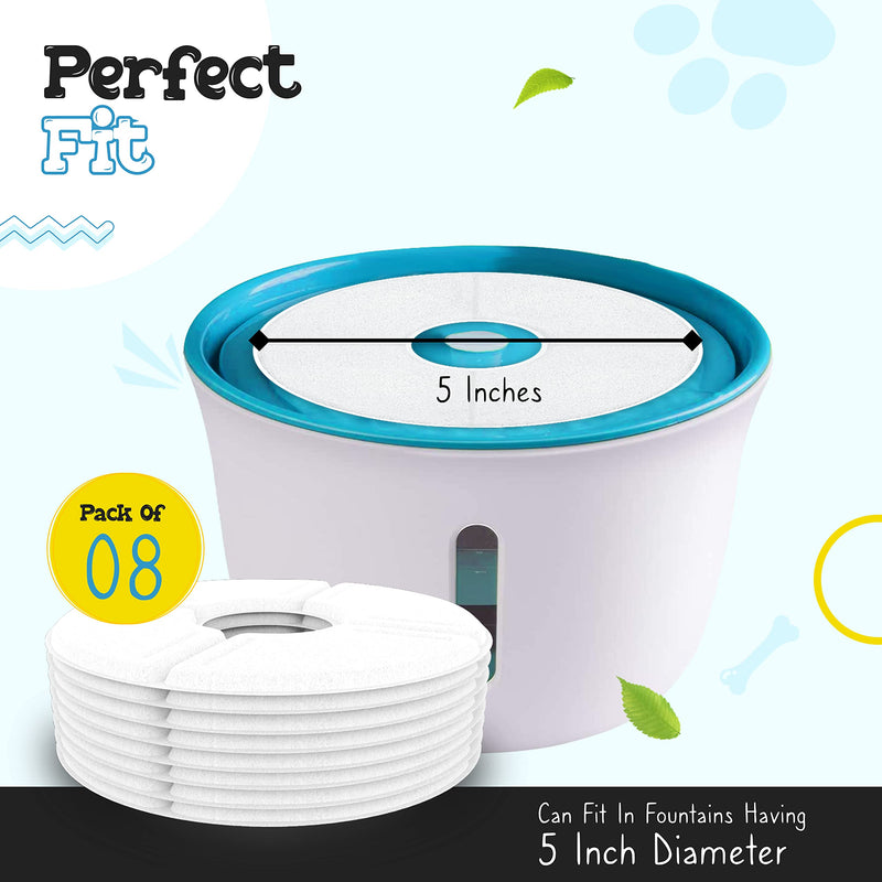 Xelgata Cat Water Fountain Filters Pack of 8, 12.7 x 1.0 x 3.8cm - Premium Quality Recyclable Cat Fountain Filters - No Splitting Problems & Easy to Replace - PawsPlanet Australia