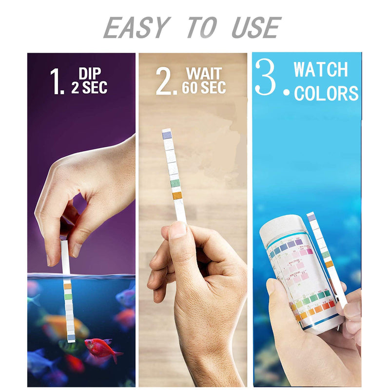 Lxiyu Aquarium Water Test Strips 6 in 1,Fish Tank Ph Test Kit for Testing Freshwater Saltwater Pond PH Ammonia Nitrate Nitrate and More -100 Count,Included Fake Aquatic Plants Test Tube and Dropper - PawsPlanet Australia