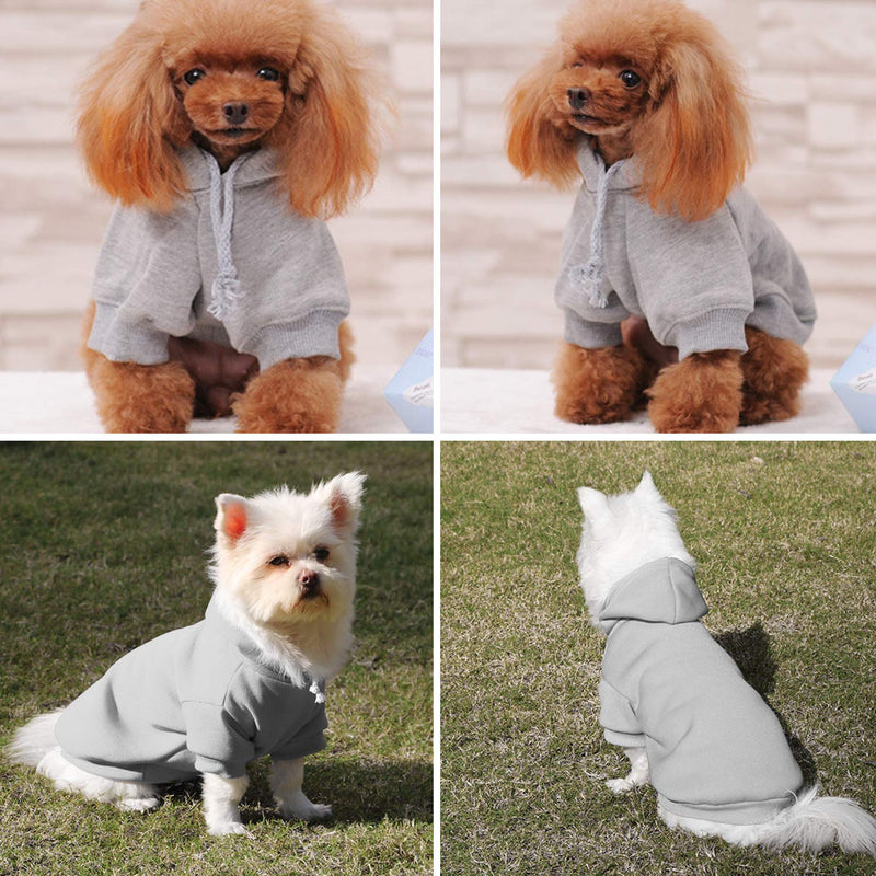 Podazz Dog Hoodie, Pet Dog Warm Jacket, Small Dog Winter Clothes, Fashion Soft Cotton Puppy Hoodie Outdoor Pullover Dog Hooded Jumper for Puppy Teddy Poodle Chihuahua Bomei（S,Grey） S - PawsPlanet Australia