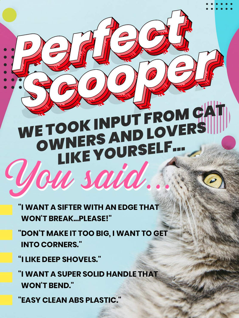 [Australia] - Sifter w/ Deep Shovel Litter Scoop - Designed by Cat Owners - Durable ABS Plastic Litter Scoop, Scooper." Solid Strong Handle. By iPrimio. Patented. 