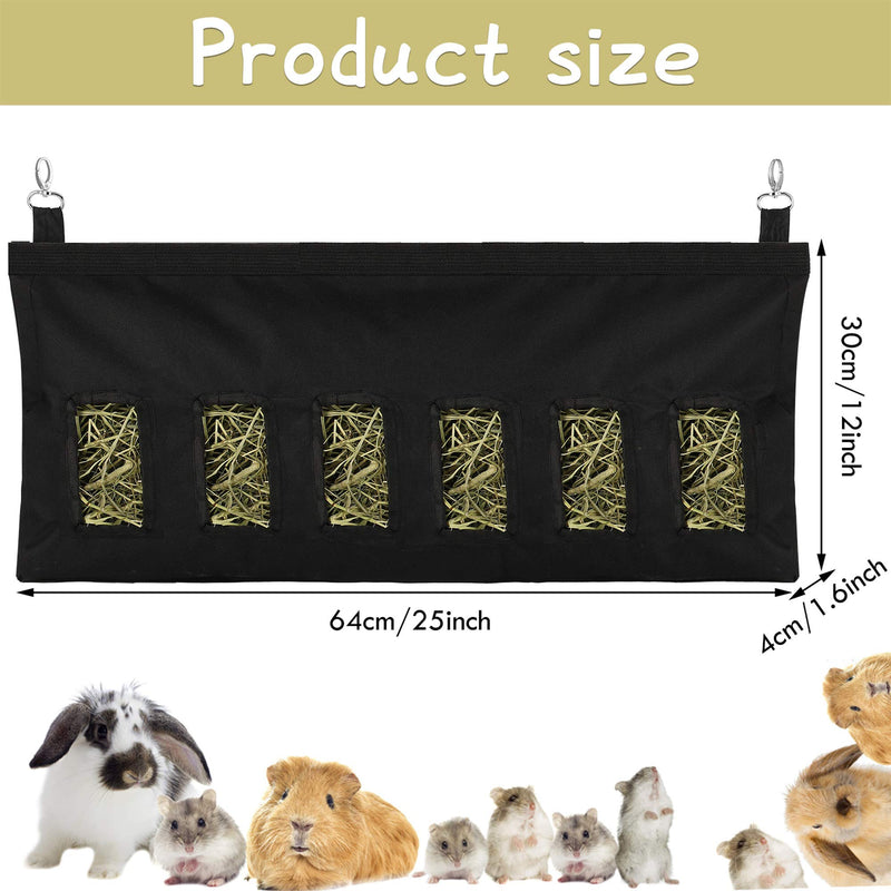 Guinea Pig Rabbit Hay Bag with 6 Holes Small Animal Hay Feeder Bag Rabbit Feeder Storage Bag Large Size Hanging Feeder Nylon Sack for Guinea Pig Rabbit Chinchilla Hamsters Small Animals (Black) - PawsPlanet Australia