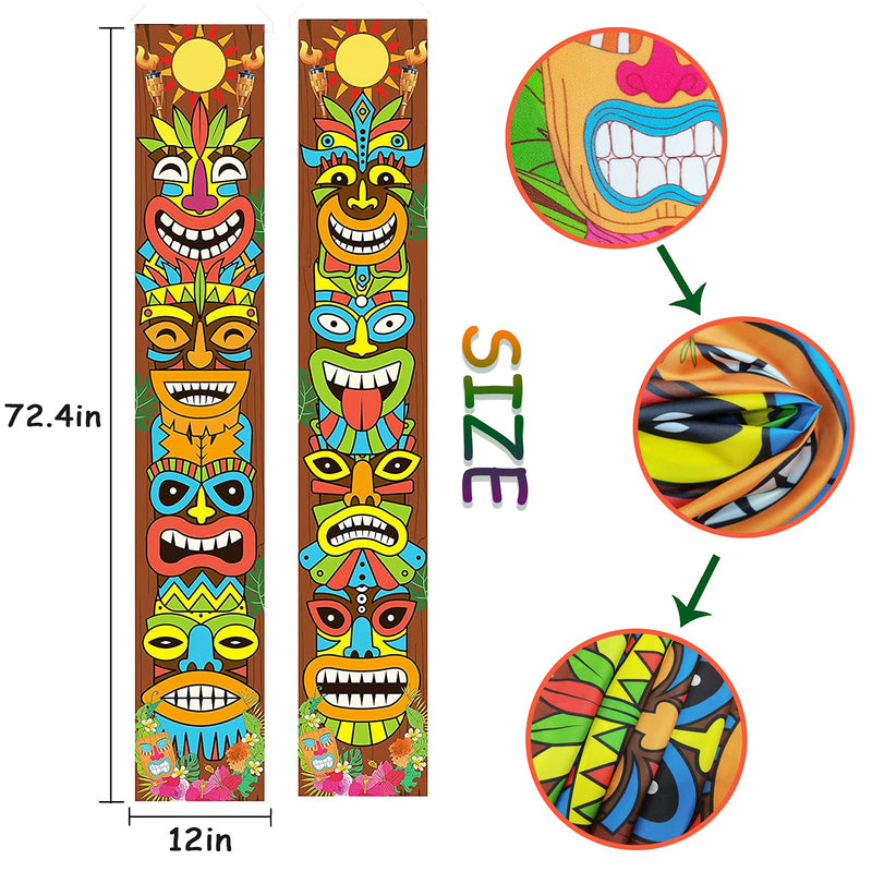 2pack Luau Decor Tiki Totem Door Banner for Porch Wall Hanging Cookout Tropical Party Safari Party Supplies Size 72.4 inch Party Decorations - PawsPlanet Australia