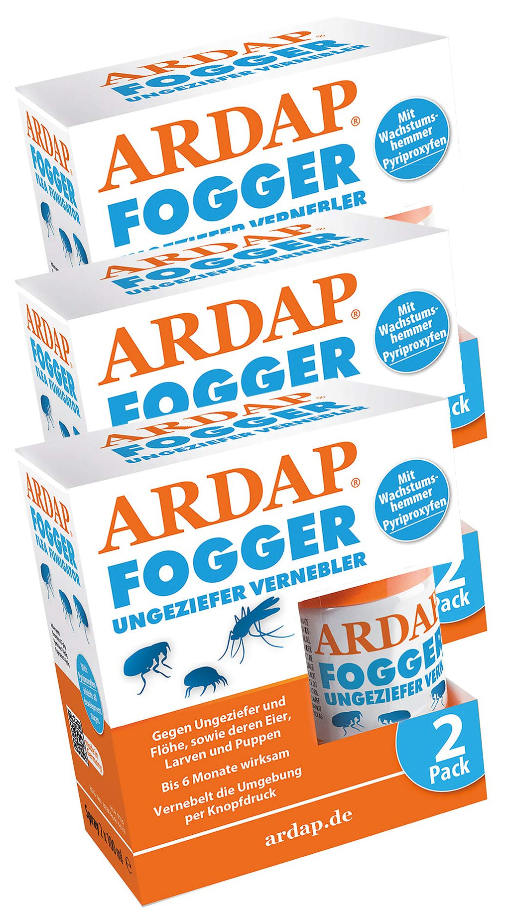 Quiko 3 x 2 x 100ml Ardap Fogger economy pack pest nebuliser for 6 rooms + cloth - PawsPlanet Australia