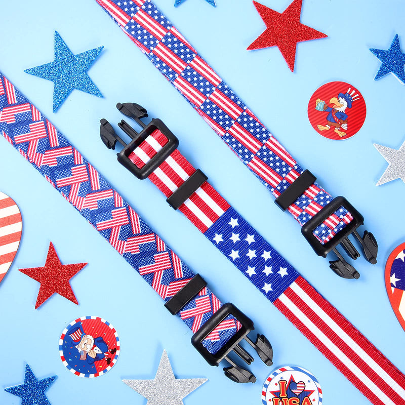 3 Pieces American Flag Dog Collars Adjustable Soft Comfortable Pet Collars for Cats Dogs and Puppies (S) S - PawsPlanet Australia