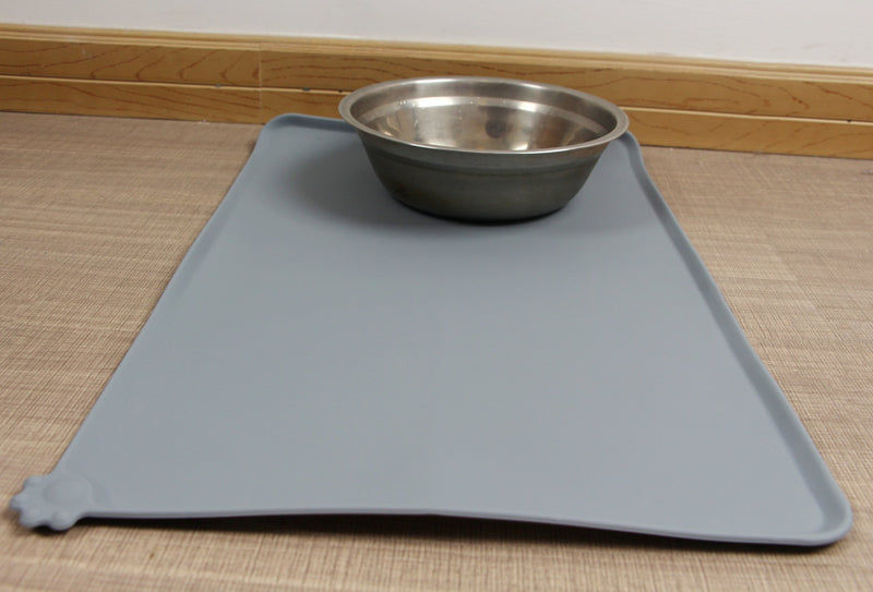 [Australia] - PUSTOR Silicone Waterproof Pet Food Mat Non Slip Tray Dog Feeding Mat for Floor 18.5*11.8inch Gray 