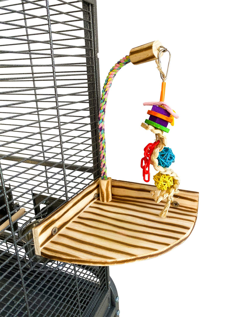 Birds LOVE TigerTail Play Gym Tabletop w Cup, Toy Hanger and Free Parrot Toy Included! - Choose Style and Size Small - Corner Cage Playgym - PawsPlanet Australia