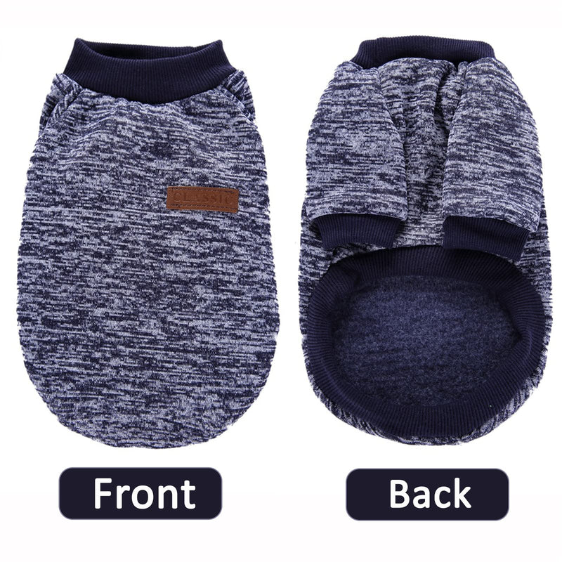 ABRRLO 2 Pack Pet Dog Sweater Soft Thickening Warm Classic Knitwear Puppy Cat Customes for Small Medium Large Dogs (Gray+Navy blue,XS) XS (Pack of 2) Gray+Navy blue - PawsPlanet Australia