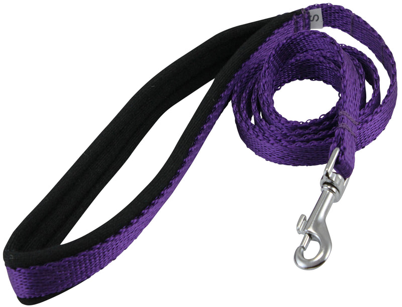 [Australia] - Dogs My Love 4ft Long Neoprene Padded Handle Nylon Leash 4 Sizes Purple Small - 3/8" Wide 