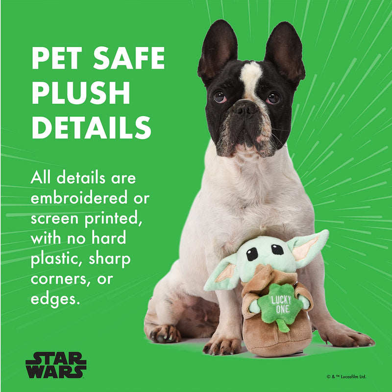 Star Wars St Patty's Grogu Squeaker Pet Toy - St. Patrick’s Day Toy Star Wars Themed Grogu Baby Yoda The Child - Star Wars Dog Squeaker Toy for Dogs - Plush Chew Toy for Dogs Grogu "Lucky One" 6 Inch - PawsPlanet Australia