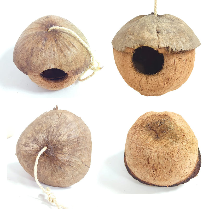 Natural Coconut Bird Hide Nest Hut House Coconut Shell Breeding Bird Nest Coconut Fiber Hanging Birdhouse Cage Habitats Decor For Pet Parrot Budgies Parakeet Lovebird Finch Canary Hamster (2 packs) - PawsPlanet Australia