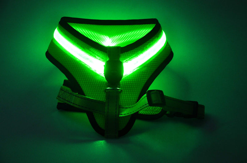 Dog Harness LED Light USB Rechargeable Adjustable Small Medium Large Choke Free (Small) - PawsPlanet Australia