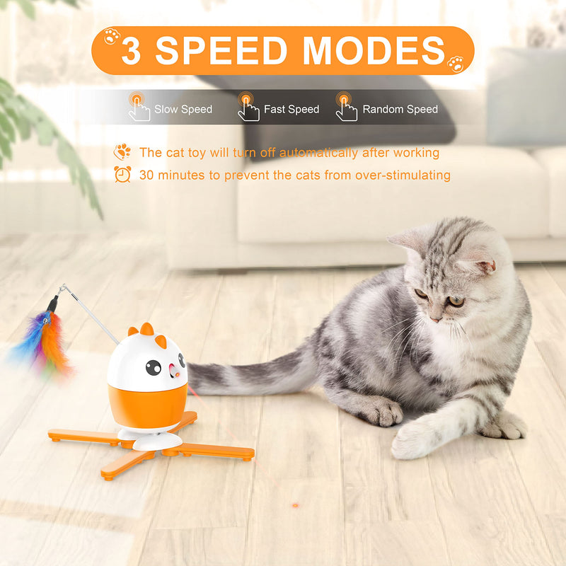 Interactive Cat Toys, Automatic 2 in 1 Light Pointer Cat Feather Toy,Recharge Light Toy Gift for Indoor Cats Kitten Hunting Chasing and Exercising - PawsPlanet Australia