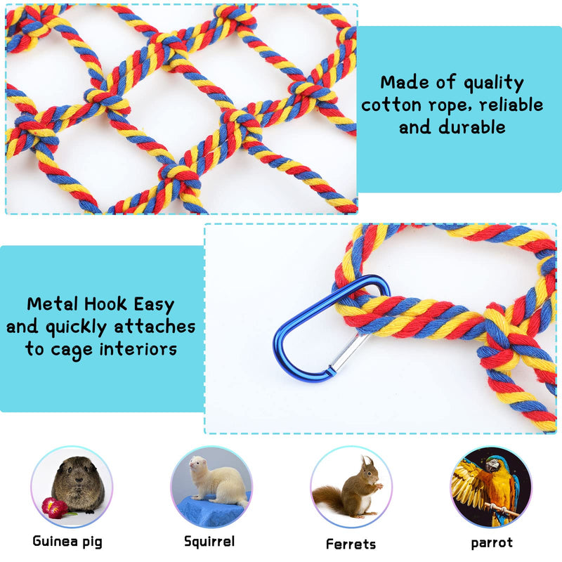 Weewooday 2 Pieces Bird Rope Net Hamster Rat Rope Net Pet Bird Climbing Small Animal Rope Net Ladder Durable Rope Bridge Rat Ferret Activity Toy for Small Animal Habitat Decor and Play - PawsPlanet Australia