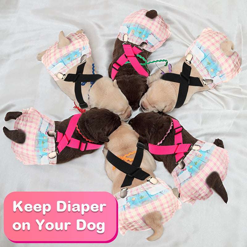 Dog Diapers Suspenders 2 Pieces Dog Diaper Harness Doggie Diaper Suspenders Female Male Puppy Suspenders Belly Bands for Dog Diapers Dress Pet Clothes Apparel Pants Skirt Keeper S Black, Pink - PawsPlanet Australia