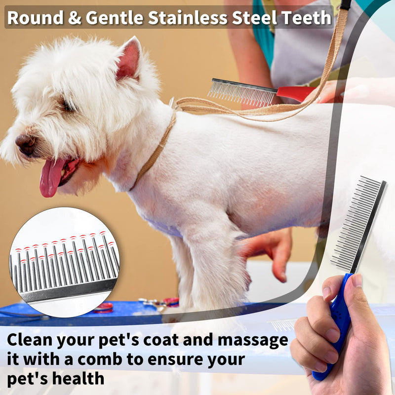 Goofong 2 pieces pet comb, grooming brush for medium and small dogs and cats with long stainless steel grooming comb teeth clean hair - PawsPlanet Australia