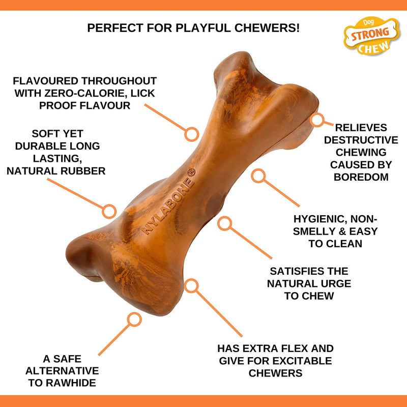 Nylabone Strong Tough Durable Rubber Dog Chew Toy Bone, Beef and Gravy Flavour, Medium, for dogs up to 16 kg - PawsPlanet Australia