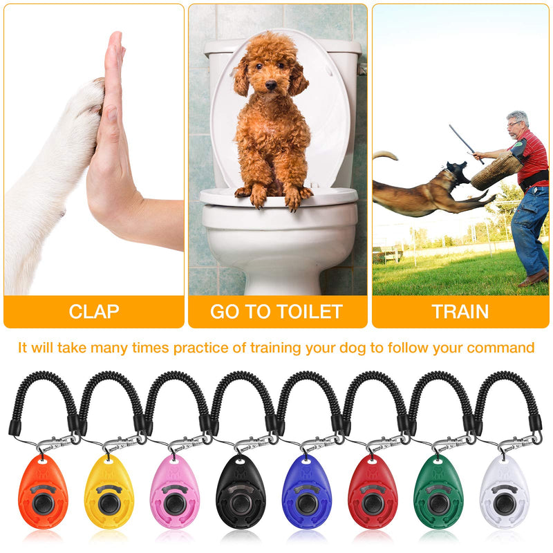 Sumind 8 Pieces Dog Training Clickers with Wrist Lanyard Pet Training Clicker with Big Button for Pet Behavioral Training Dogs Cats Birds Horses - PawsPlanet Australia