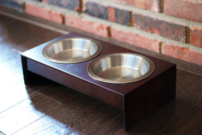 PetFusion Elevated Dog Bowl Stand in Premium Bamboo (responsibly sourced). U.S. FOOD GRADE Stainless steel bowls (Short, 41 x 22 x 10 CM height) Short - 4" - PawsPlanet Australia