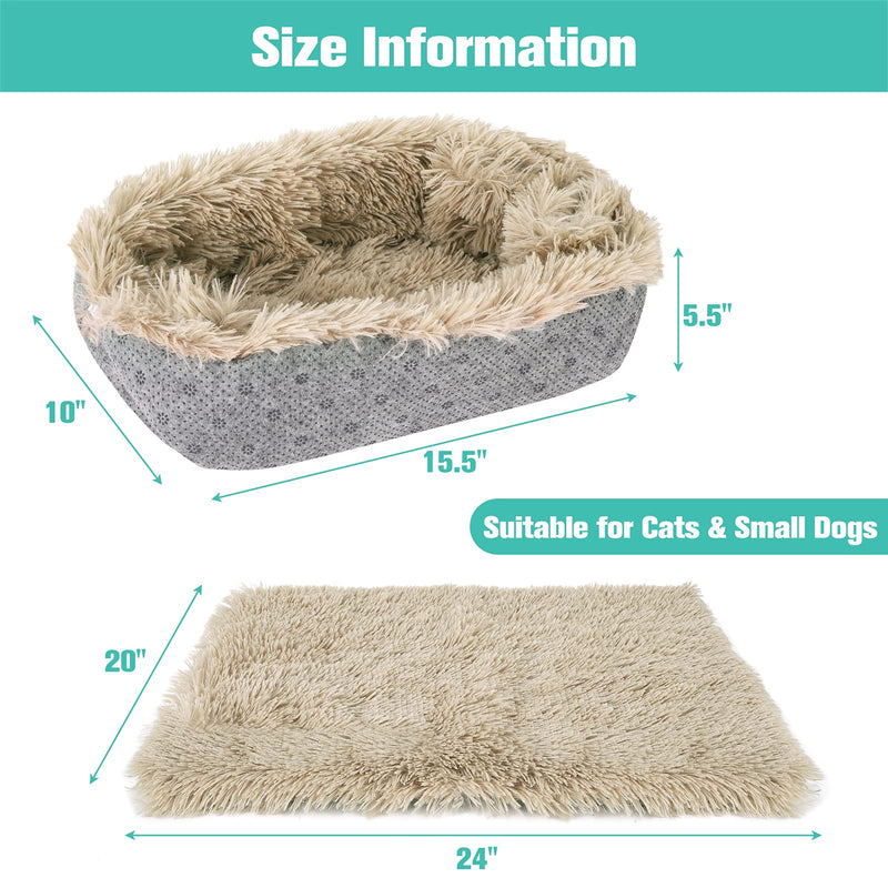 SCENEREAL Self-Warming Cat Bed Mat for Cats Small Dogs, Function 2 in 1 Soft Plush with Anti-Slip Bottom, Washable Pet Mat Autumn Winter Indoor Snooze Sleeping for Kittens Puppy Dog - PawsPlanet Australia
