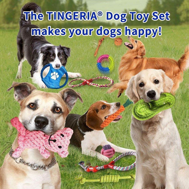 TINGERIA® Dog Toys for Small & Medium Dogs, 10 PCS Dog Chew Toy Set, tough durable Puppy Teething Toys Dental Care, interactive Dog Rope Toys for boredom - PawsPlanet Australia