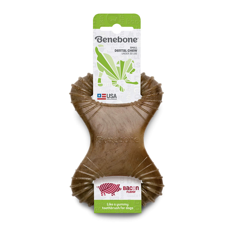 [Australia] - UPDATED DESIGN - Benebone Real Bacon Durable Dental Dog Chew Toy for Aggressive Chewers, Made in USA Small 