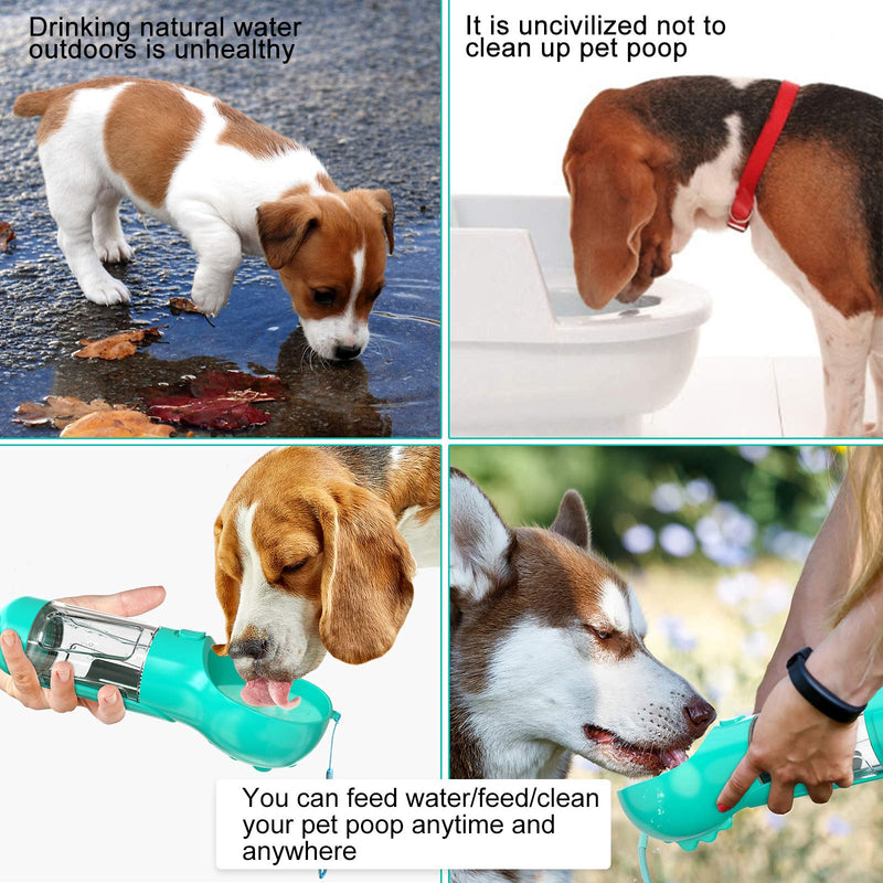 [Australia] - efluky Dog Water Bottle,Shovel,Leak Proof Portable Puppy Water Bowl Dispenser with Drinking Feeder for Pets Outdoor Walking, Hiking, Travel, Food Grade Plastic,12 oz blue 