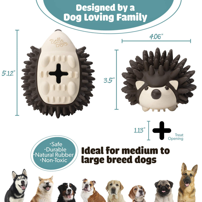 BellaBoo Pets Interactive Dog Toy for Strong Chewers - Freddy The Hedgehog All-in-One Treat Ball + Food Dispensing Slow Feeder Dog IQ Puzzle + Dental Chew Toy for Medium and Large Breed Dogs - PawsPlanet Australia