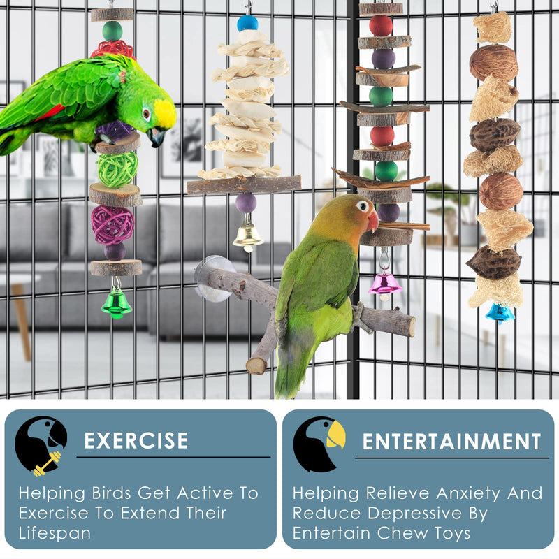 Bissap Bird Chew Toys, 5 Packs Parakeet Natural Wood Toys Parrot Hanging Cage Toy Bird Perch Stand for Small Bird Conure Cockatiel Parrotlet Lovebird Budgie - PawsPlanet Australia