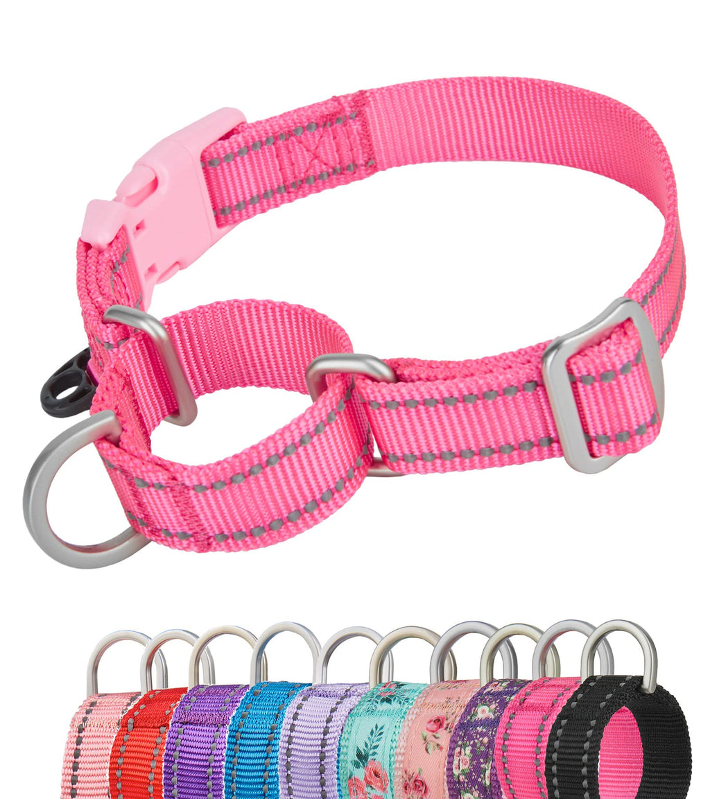 YUDOTE Reflective Martingale Dog Collars, Escape-Proof Anti-Pull Training Collar with Safety Quick Release for Narrow Head Dogs Make Walking Easier, Small, Hot Pink S (Pack of 1) Hot Pink - PawsPlanet Australia