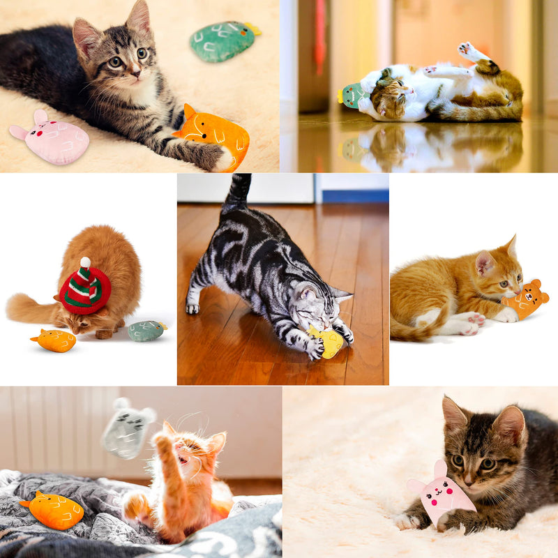 JXFUKAL 6Pcs Catnip Toys, Kitten Toys for Indoor Cats with Rattle Sound, Cat Plush Pillow Toy for Kitty Teething Chew Kick Gift - PawsPlanet Australia