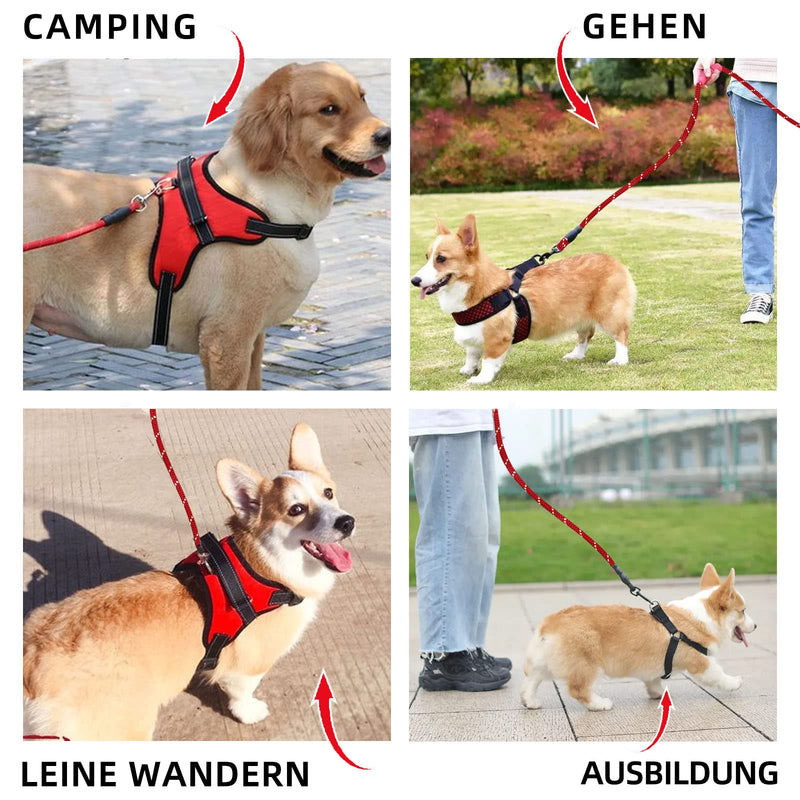 Tow leash training leash for dogs, 3/6/9/12/15M dog training leash, training leash for dog, reflective tow leash with padded handle. 6m red - PawsPlanet Australia
