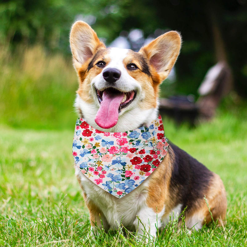 8 Pieces Dog Bandana Flower Print Reversible Triangle Bibs Puppy Scarf Accessories for Dogs Cats Pets - PawsPlanet Australia