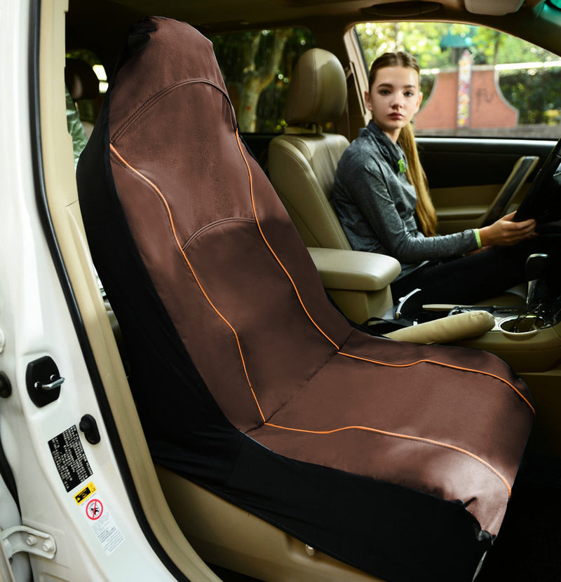 [Australia] - Pet Life Open Road Mess-Free Single Seated Safety Car Seat Cover Protector for Dog, Cats, and Children Brown One Size 